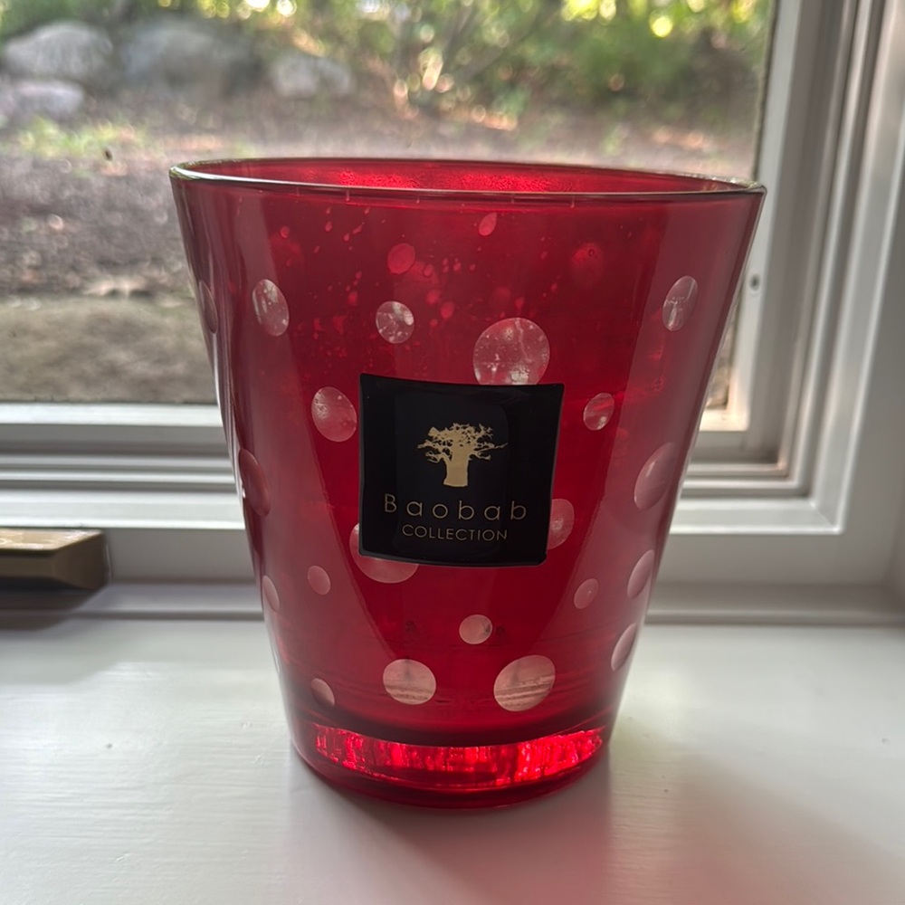 Empty Baobab Collection Scarlet Glass Vase with Dots